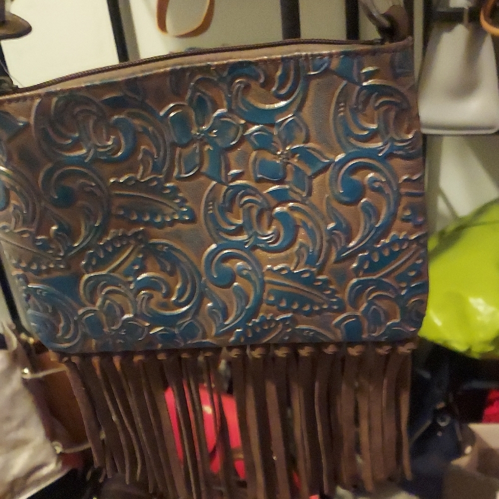Justin Boots Brown Fringed Bag